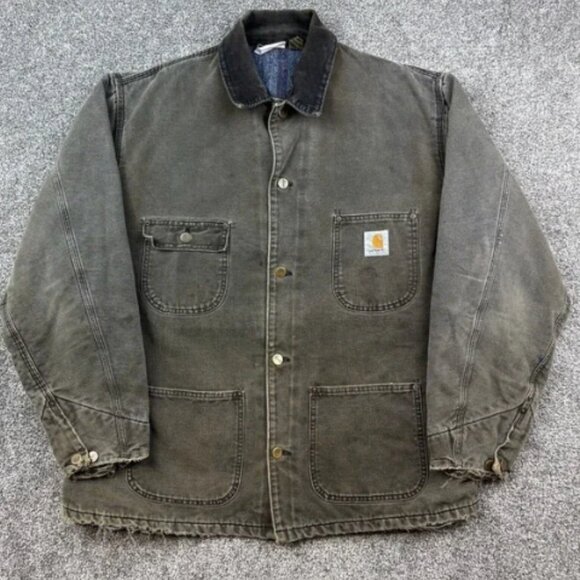 Vintage Carhartt Chore Jacket Mens XL Olive Green Blanket Lined Barn Coat CB142 - Picture 1 of 7